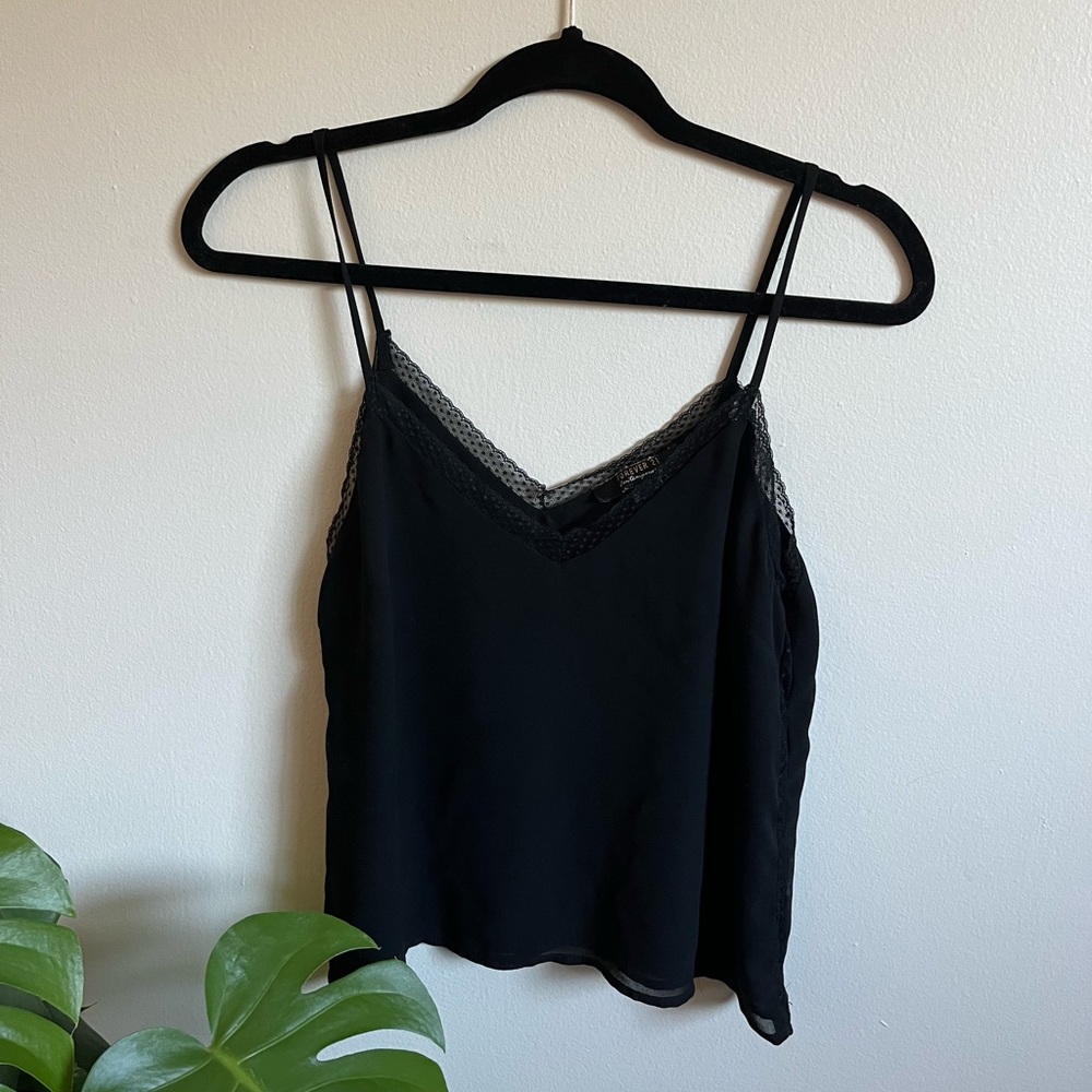 Black Vneck lace tank top